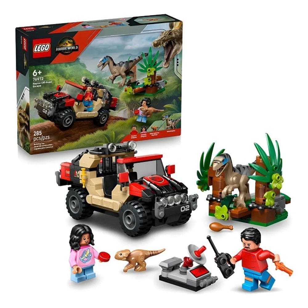 Lego 76972 Jurassic World Rebirth - Fuga Jipe Off-road Do Raptor – 285 peças