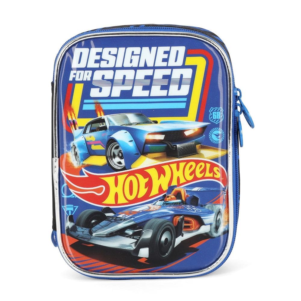 Estojo Box Hot Wheels Escolar Azul Luxcel Up4you Menino