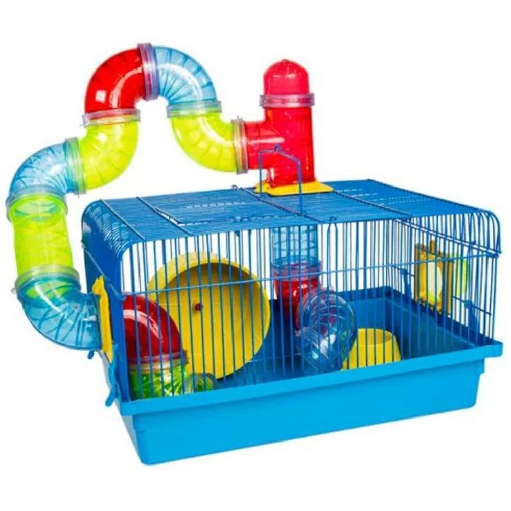 Gaiola para Roedores Hamster Gerbil Acessórios e Tubo Luxo Azul