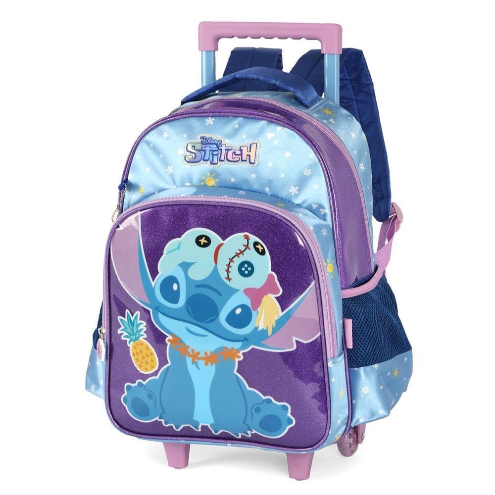 Mochila Escolar Stitch Com Rodinha Luxcel Violeta P/ Meninas