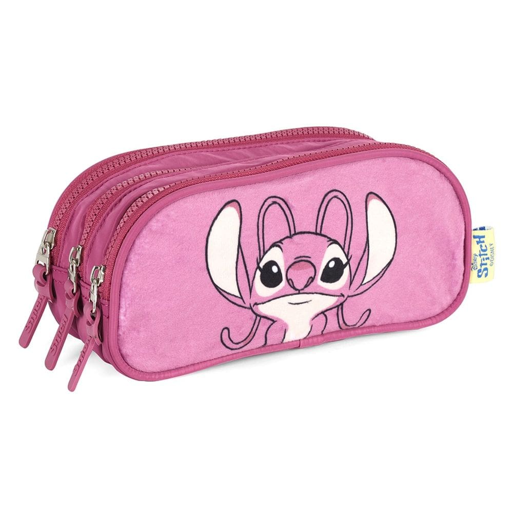 Estojo Escolar Stitch Triplo Disney 3 Divisorias Roxo Luxcel