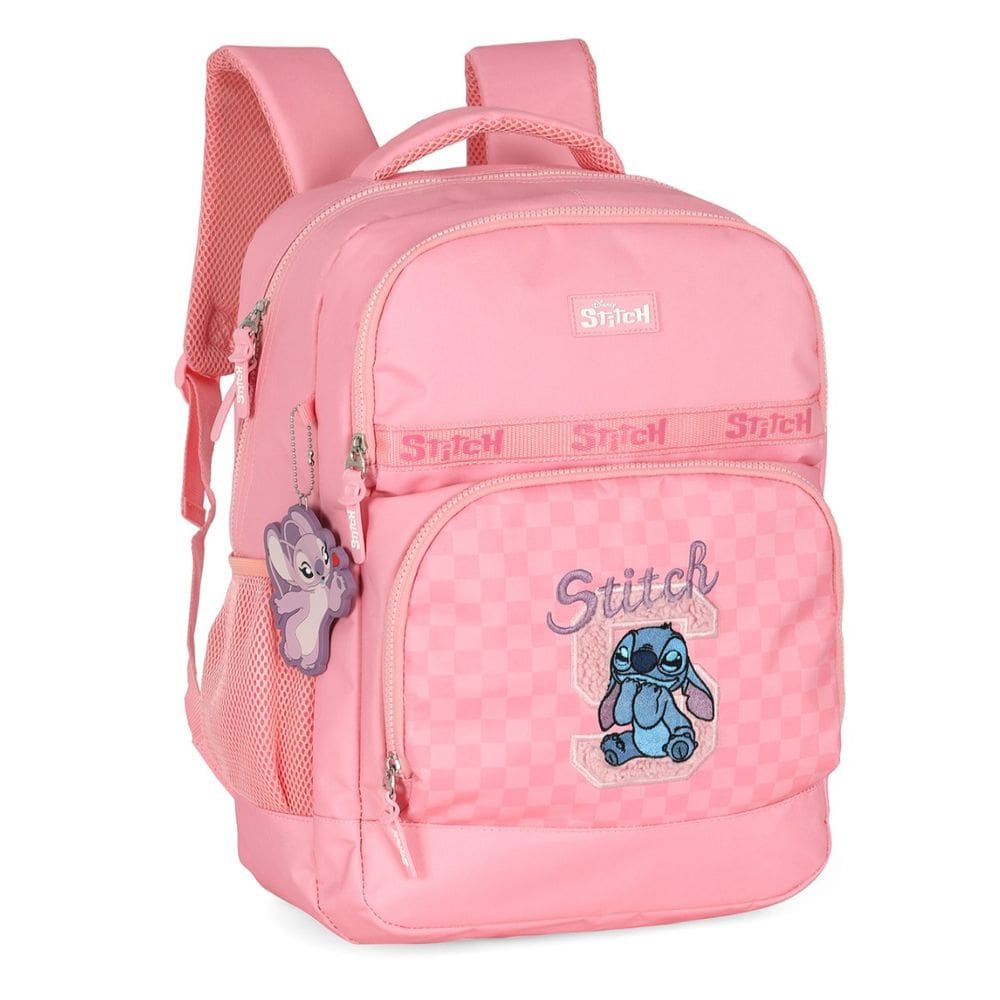 Mochila Escolar De Costas Stitch Disney Menina Grande Rosa