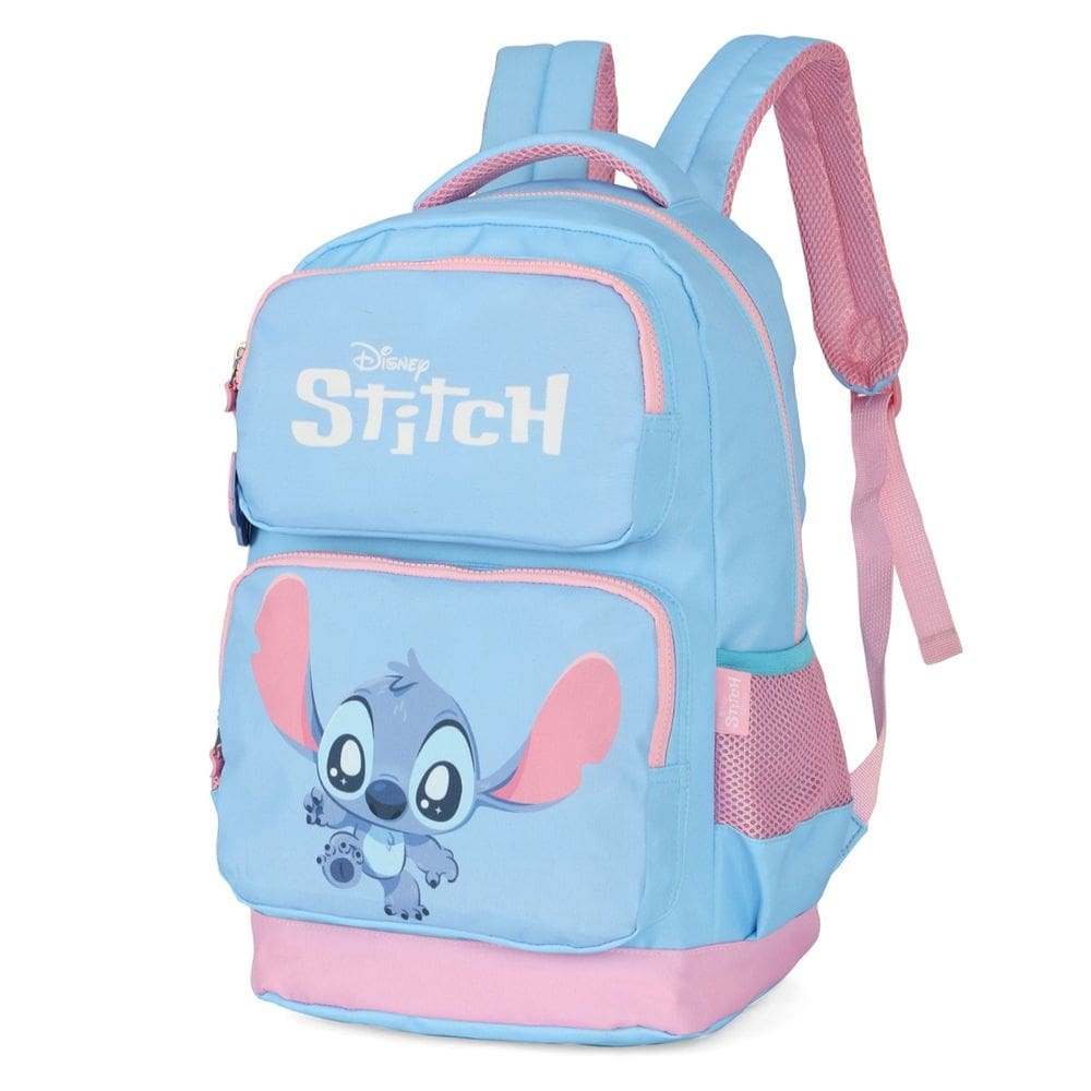 Mochila Grande Casual Stitch Reforçada Juvenil Azul Disney