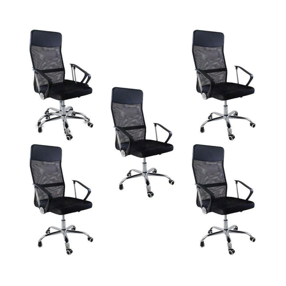 Kit 5 Cadeiras De Escritório Nagano Tela Mesh Giratória