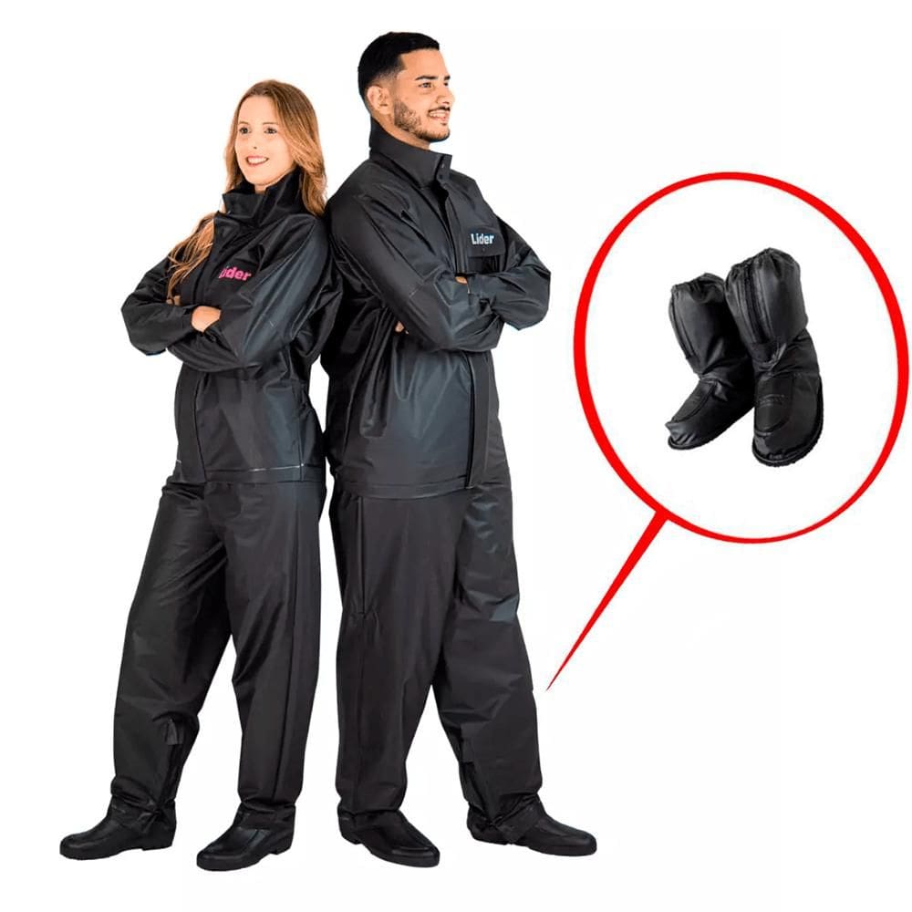 Kit Completo 2 Capas De Chuva Impermeável Feminina + Masculina Tam P Líder Protercapas