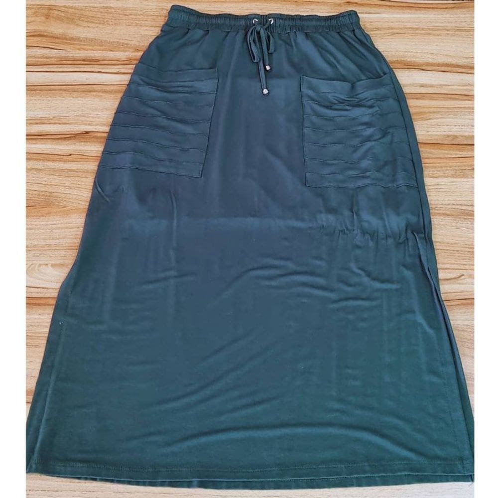 Saia Feminina Longa Malha Raio de Luz Cos Com Elastico