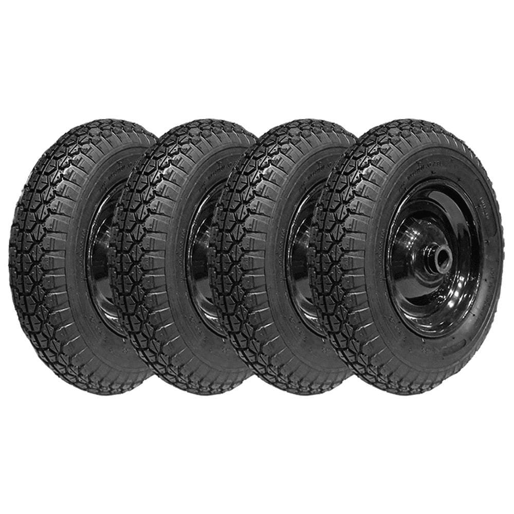 Kit 4 Pneus Carrinho De Mão Carriola Industrial 350-8 + Camaras + Rodas Buffalo