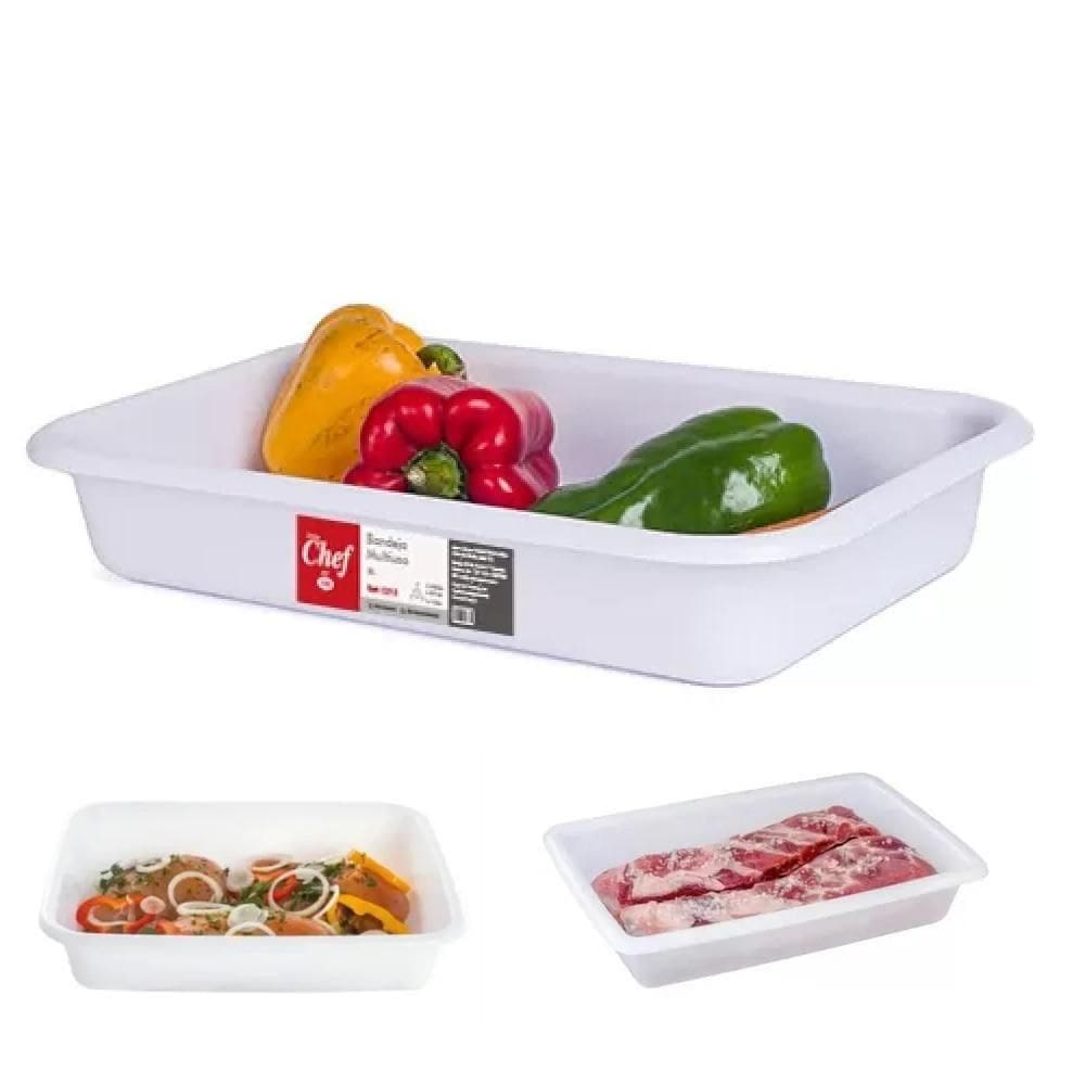 Caixa Bandeja Plastica Acougue Organizador Cozinha Mantimentos Camera Fria 6 Litros Restaurante Branca