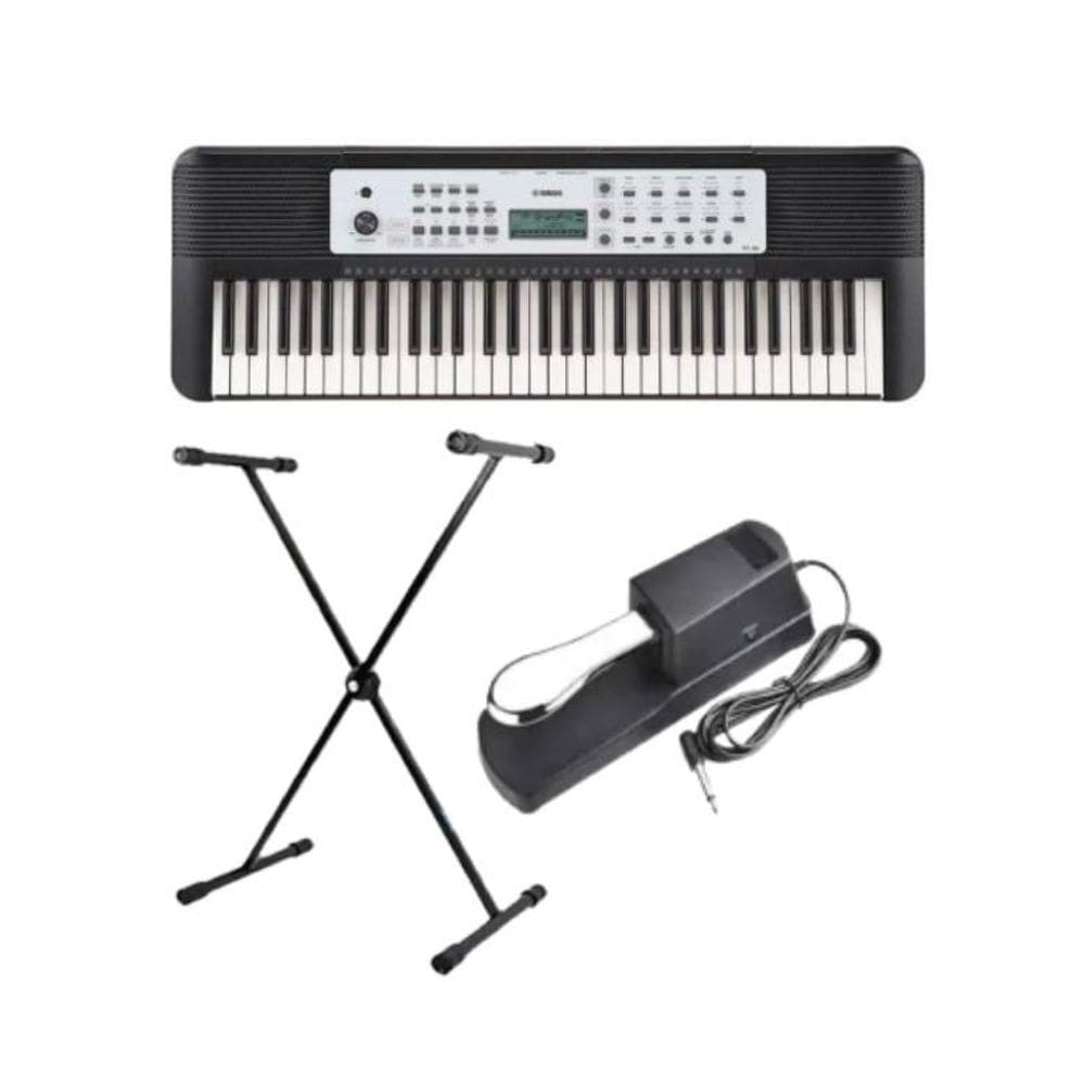 Kit Teclado Yamaha YPT-280 Portátil Preto + Suporte em X +  Pedal sustein