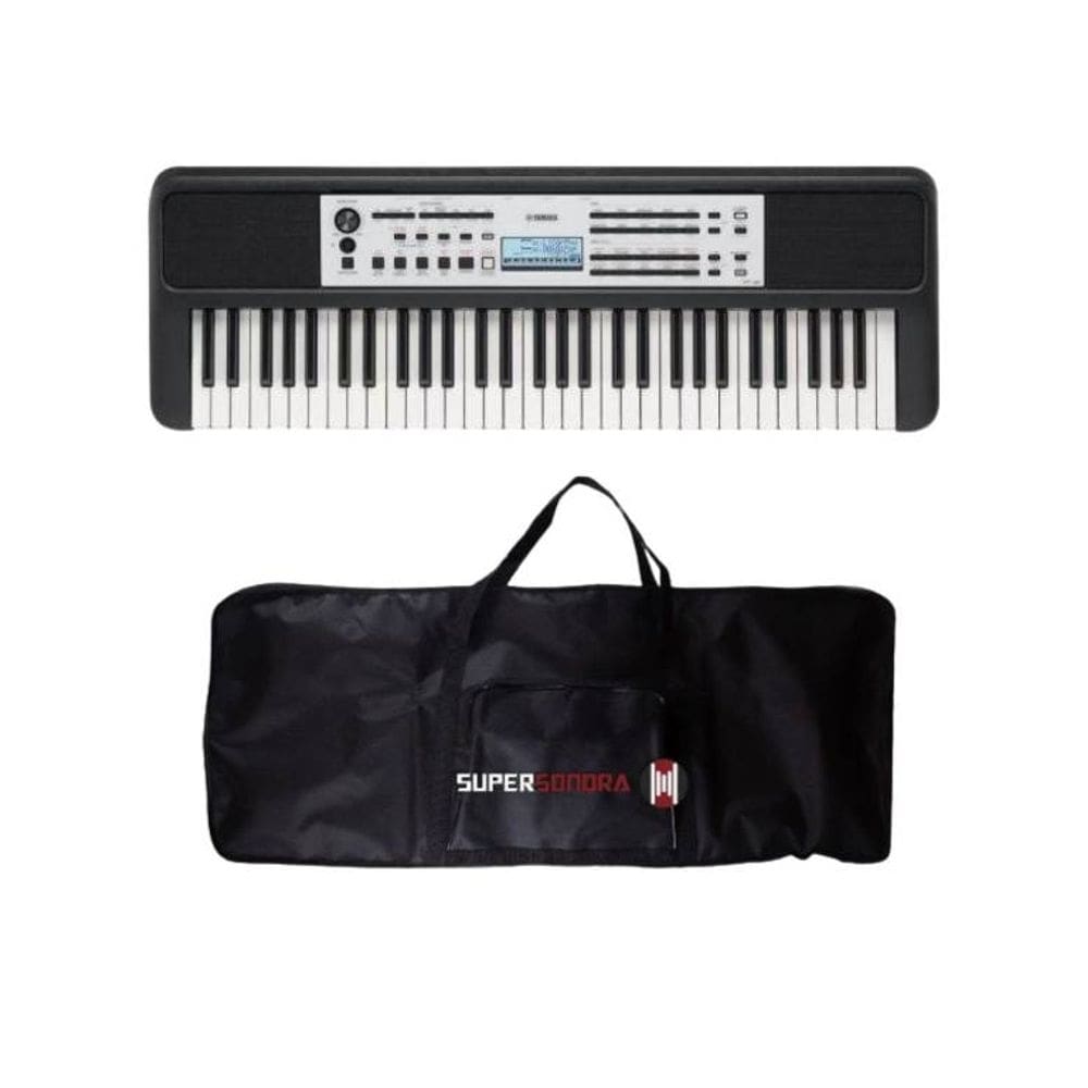 Kit Teclado Yamaha YPT-380 Portátil Preto + Capa
