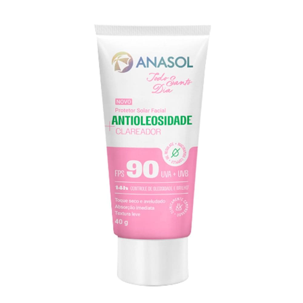 Protetor Solar Facial Anasol Antioleosidade e Clareador FPS 90 40g