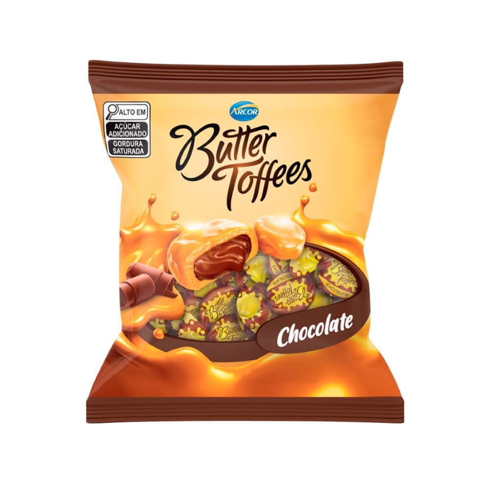 Balas Arcor Butter Toffees Sabor Chocolate 90g