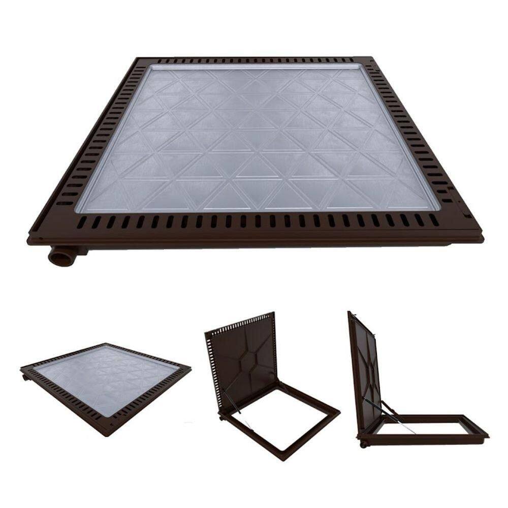 Tampa Casa Máquina Alumínio Rebaixo Aparente Marrom 90x90cm