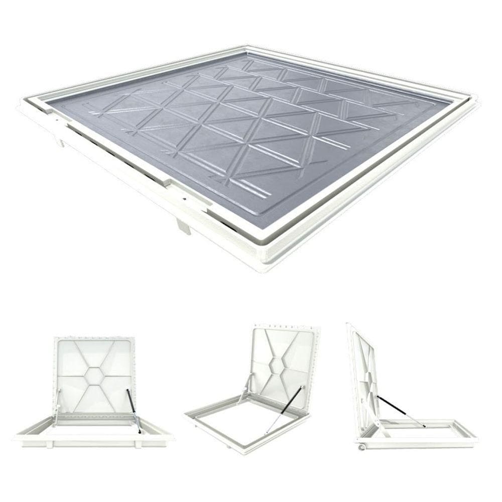 Tampa Casa Máquina Alumínio Rebaixo Invisível Bege 80x80cm