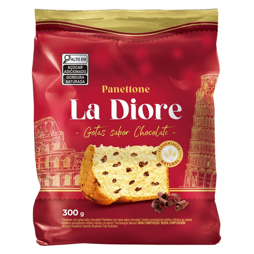 Panettone La Diore Gotas Sabor Chocolate 300g