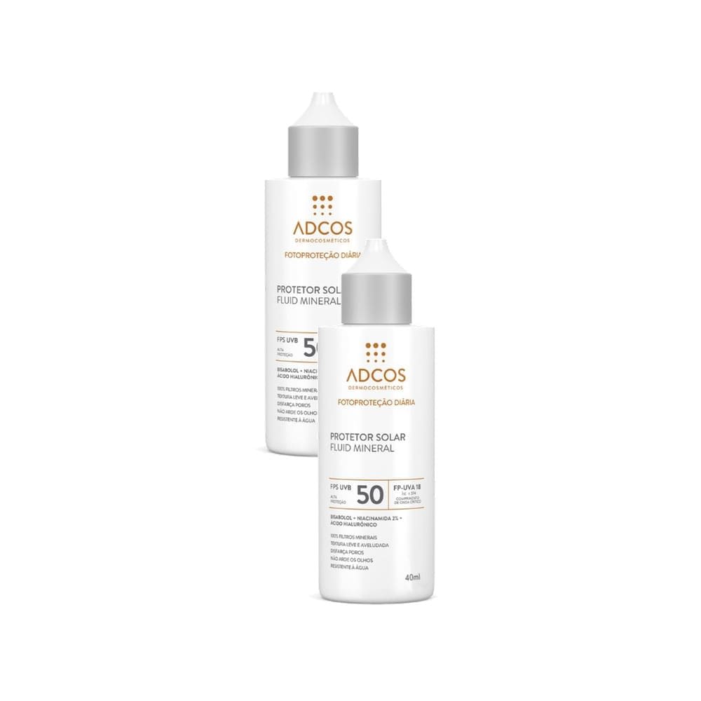 Kit 2 Protetor Solar Adcos FPS50 Fluid Mineral 40ml
