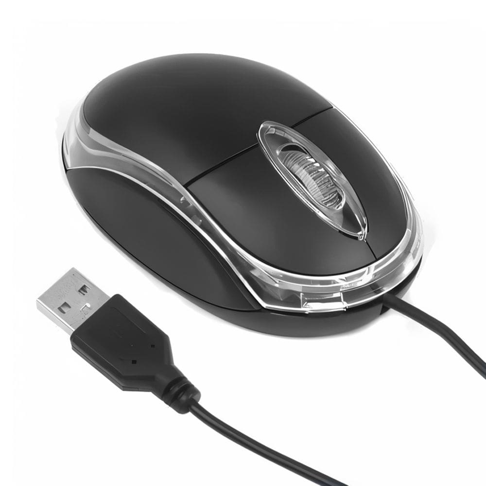 Mouse Óptico USB com Fio MS01 800dpi Preto Ergonômico com Luz Led Plug and Play