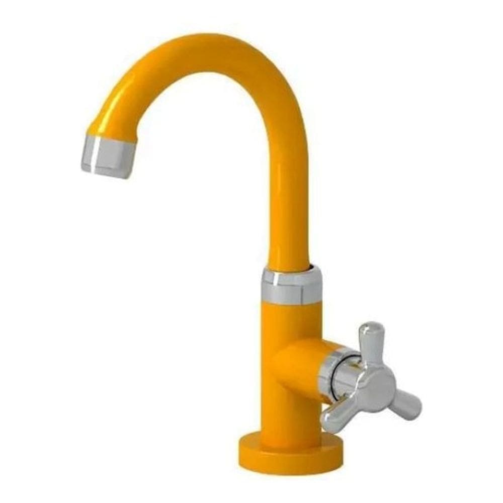 Torneira Lavatório Mesa Bica Móvel Baixa 1/4 Amarelo Durín