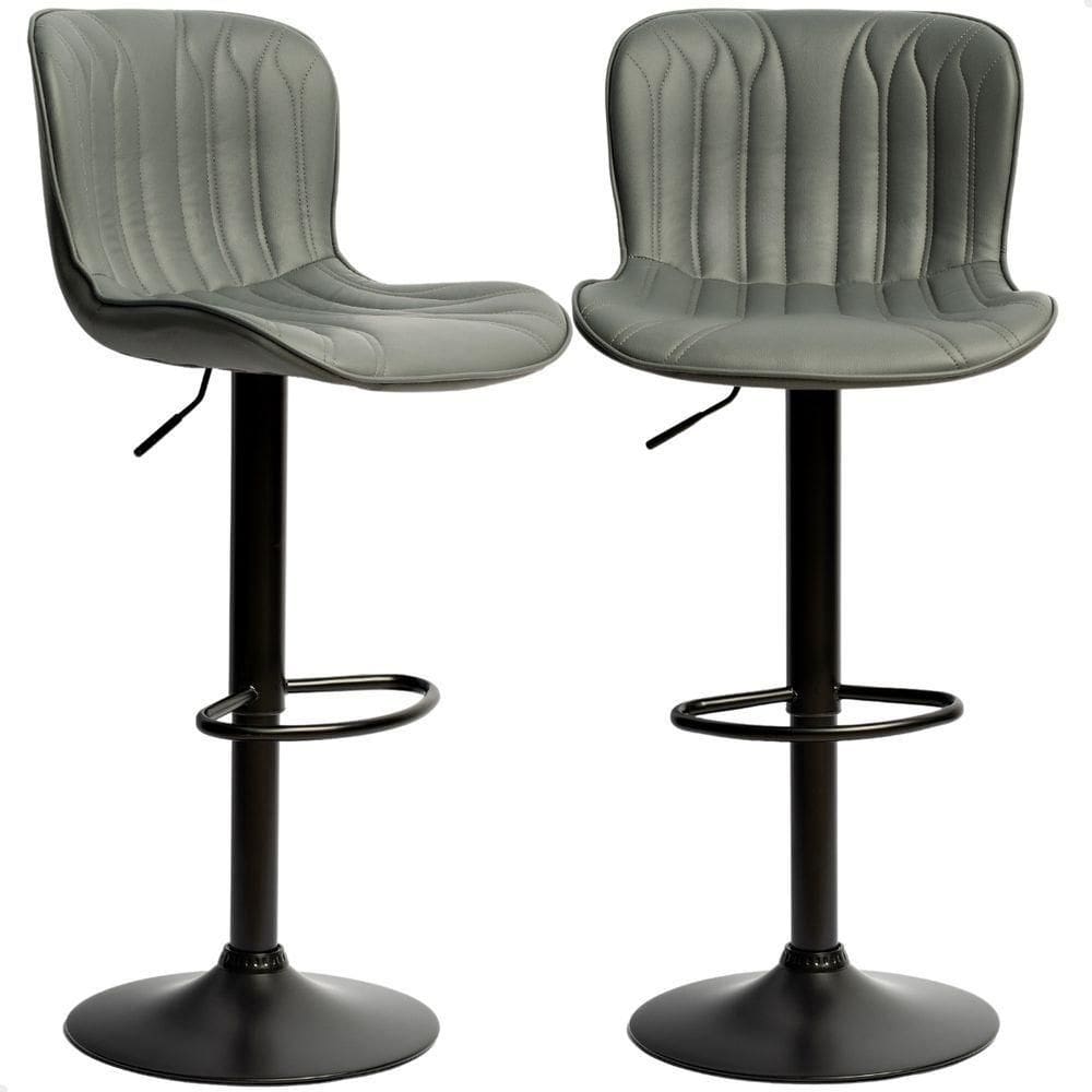 Banquetas Altas Giratórias Encosto Bar Confortável Kit 02 Un Cinza Escuro