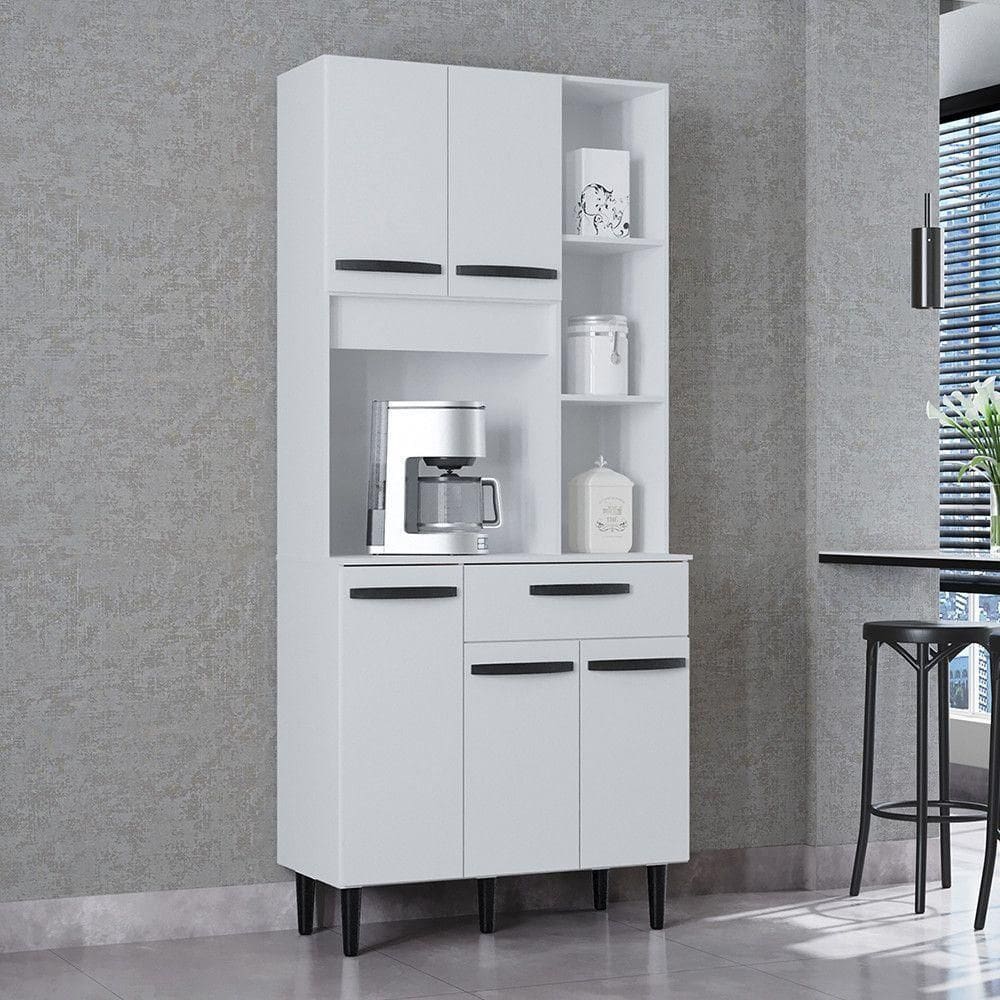 Cozinha Compacta 5 Portas 1 Gaveta Malu Poquema Branco