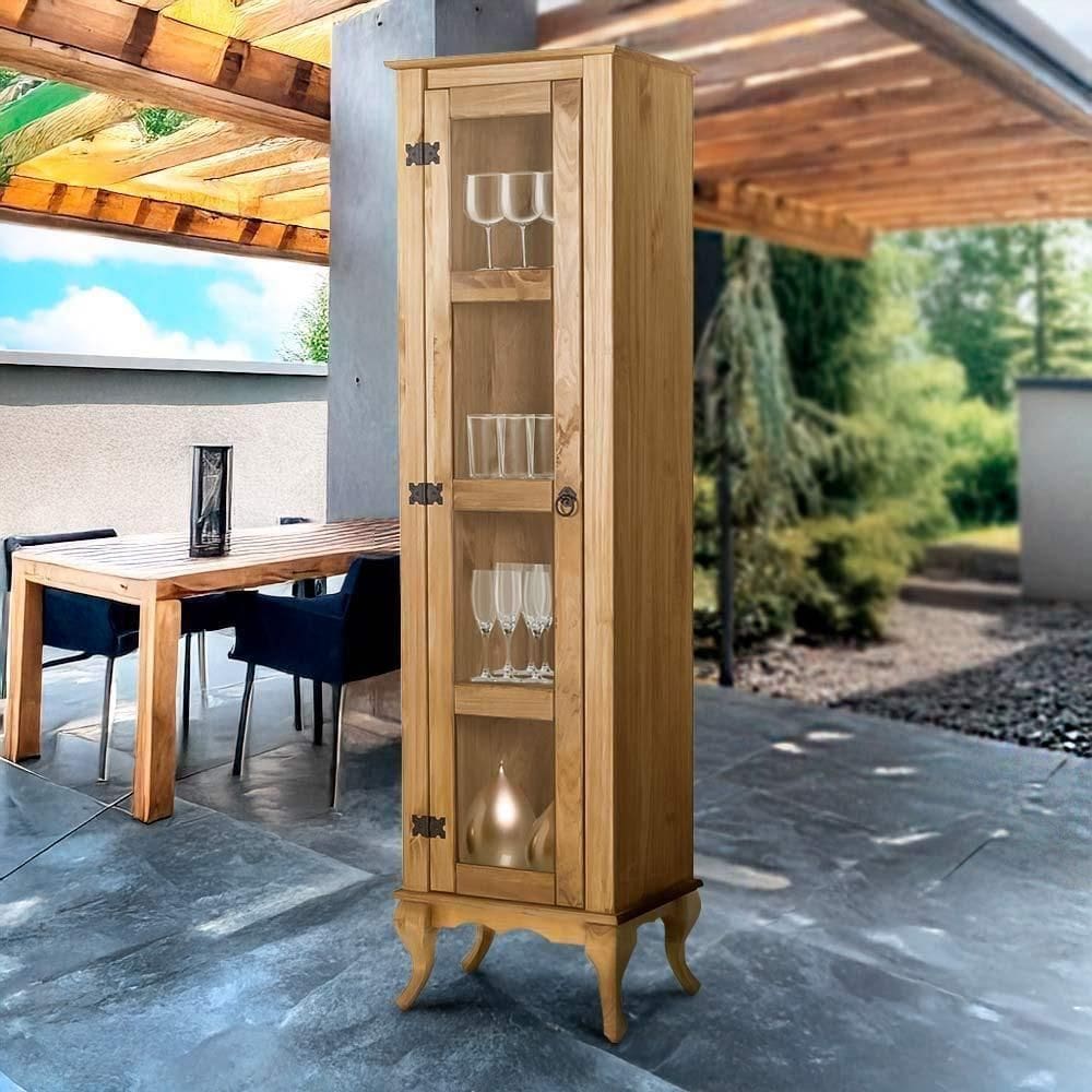 Cristaleira Torre 1 Porta De Vidro Madeira Maciça Rústica