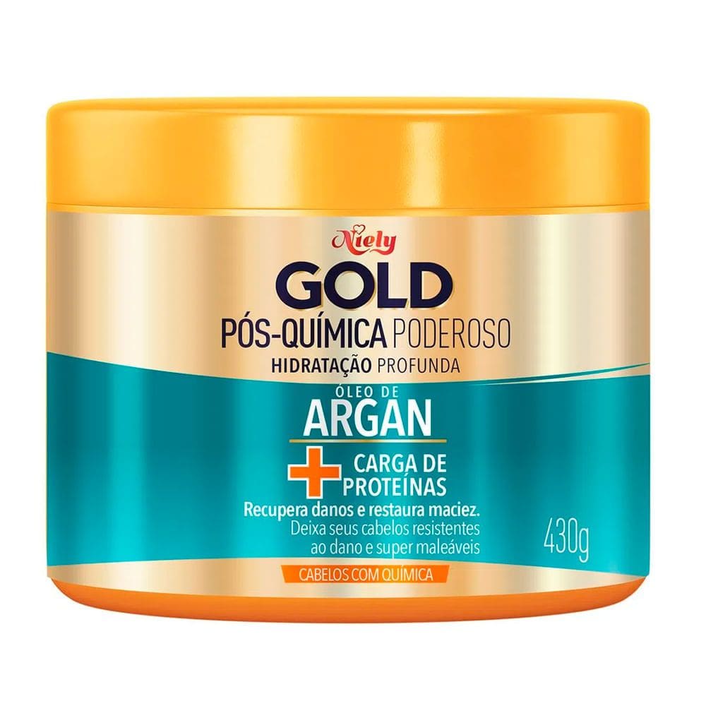 Máscara de Tratamento Niely Gold Pós Química Poderoso Óleo de Argan 430g