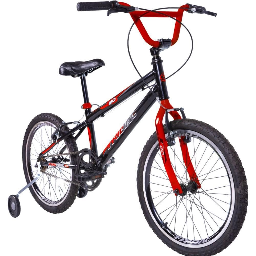 Bicicleta Infantil Aro 20 BMX com Roda Lateral Tridal Bike Quadro Aço Carbono e Freio V-Brake
