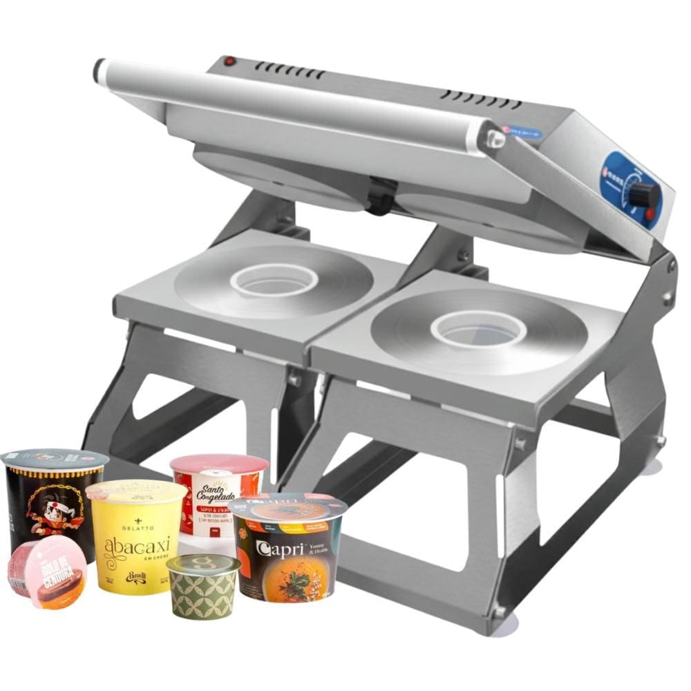 Seladora de Potes Dupla Com Matriz 100mm E Controle de Temperatura Inox SPO150DCT Sulpack