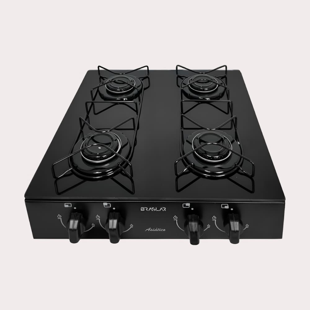 Fogão Cooktop Asiático Vidro 4 Bocas Braslar