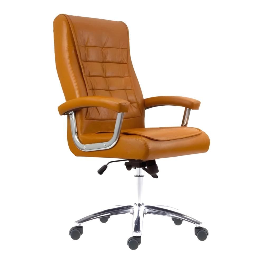 Cadeira Presidente California Caramelo Base Cromada - Fratini