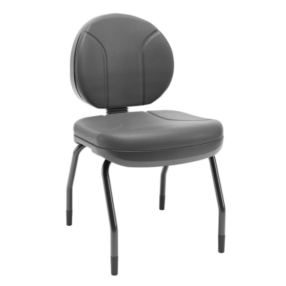 Cadeira Executiva Fixa Aproximaçao 4 Pes Couro Preto - Plaxmetal