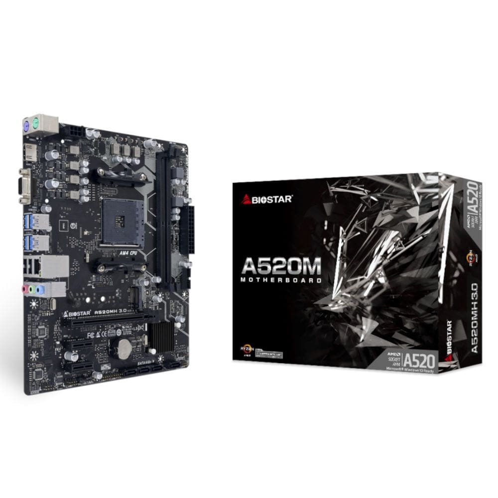 Placa-Mãe Biostar A520MH 3.0 AM4, DDR4 64GB, HDMI, Slot M.2 NVMe, Micro ATX, Suporte Ryzen 3ª/4ª Geração