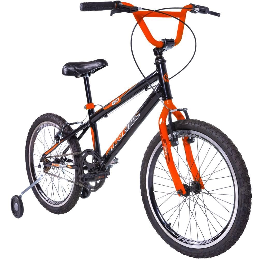 Bicicleta Infantil Aro 20 BMX com Roda Lateral Tridal Bike Quadro Aço Carbono e Freio V-Brake