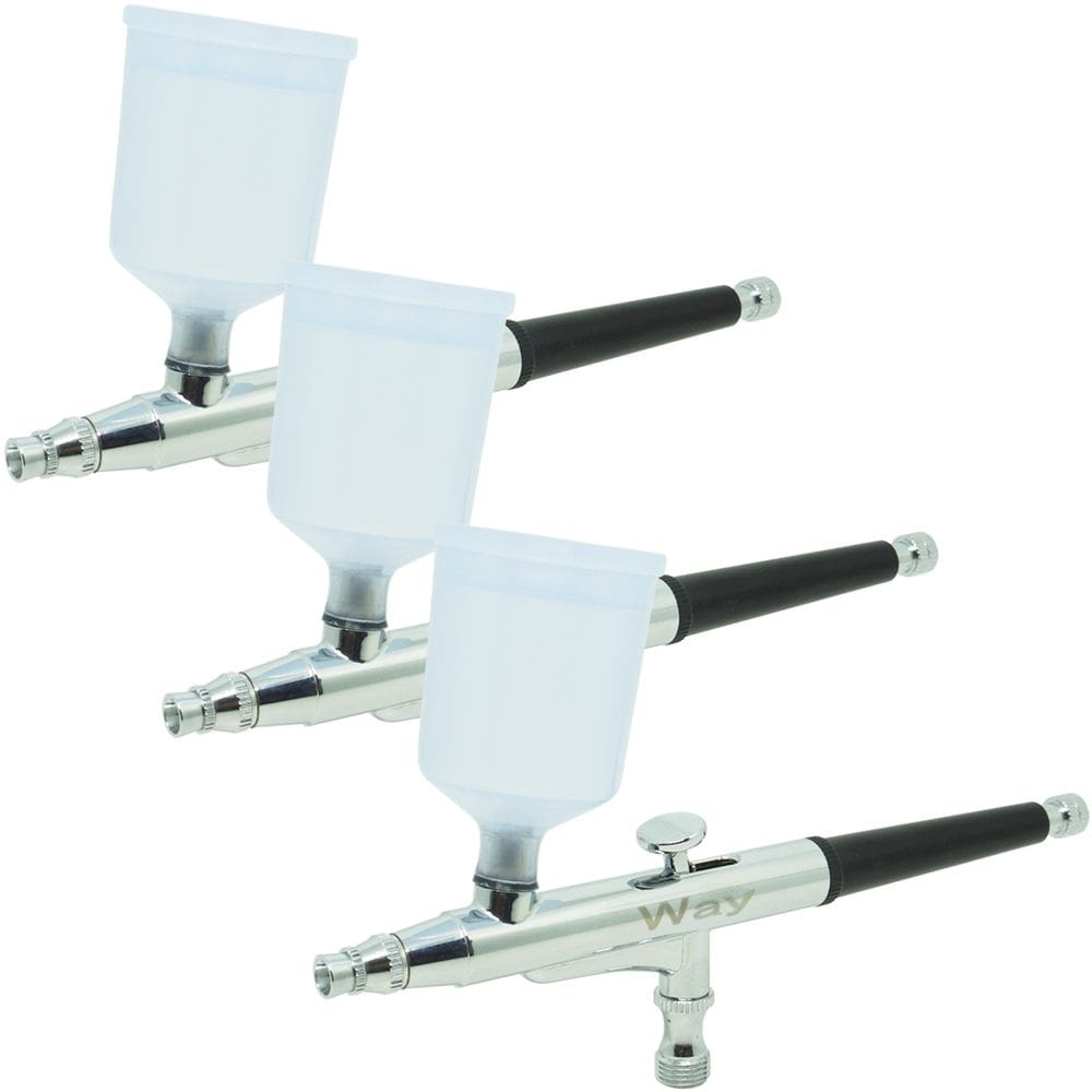 Kit 3 Canetas Aerógrafo Aerográfica  Profissional 0,3 mm 2 Copos Importway IWCA-2C