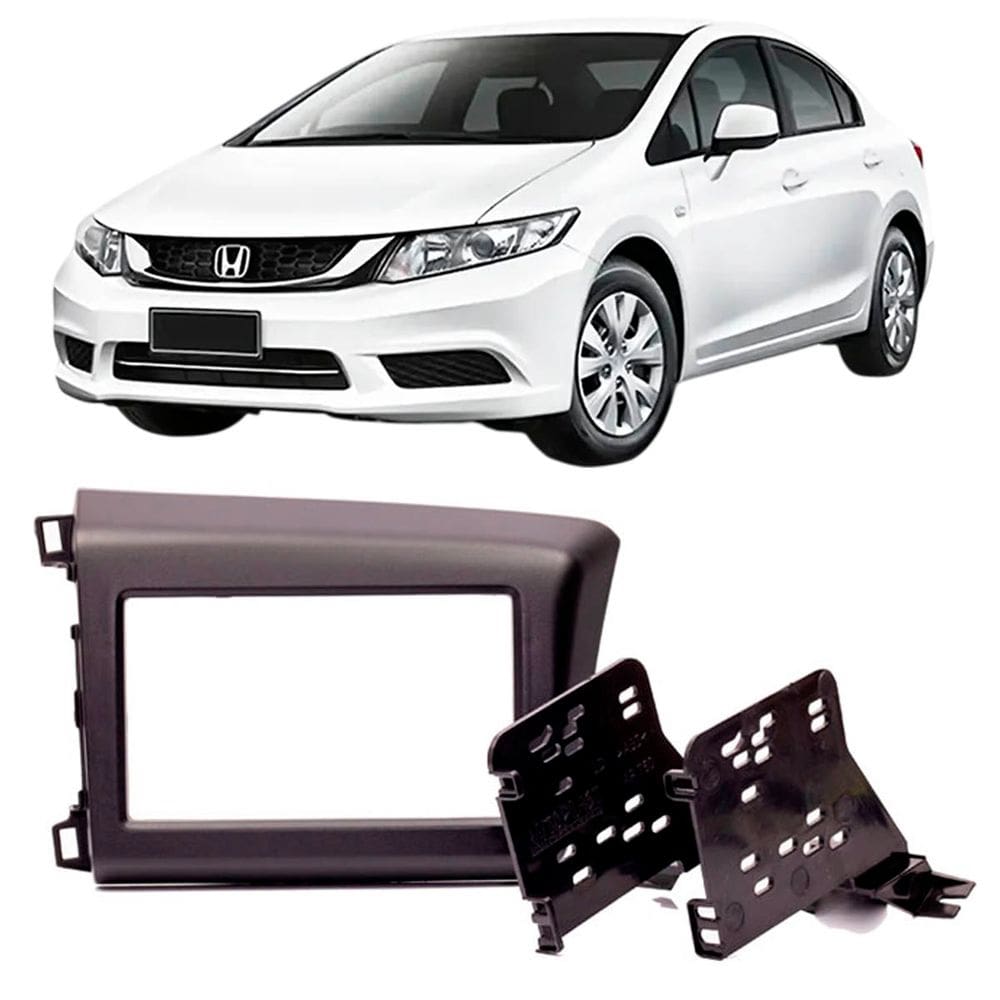 Moldura 2 Din Civic 2012 à 2016 Preta Painel Central Multimídia Mp5 Som Dvd Autoplast Expex Epx 204