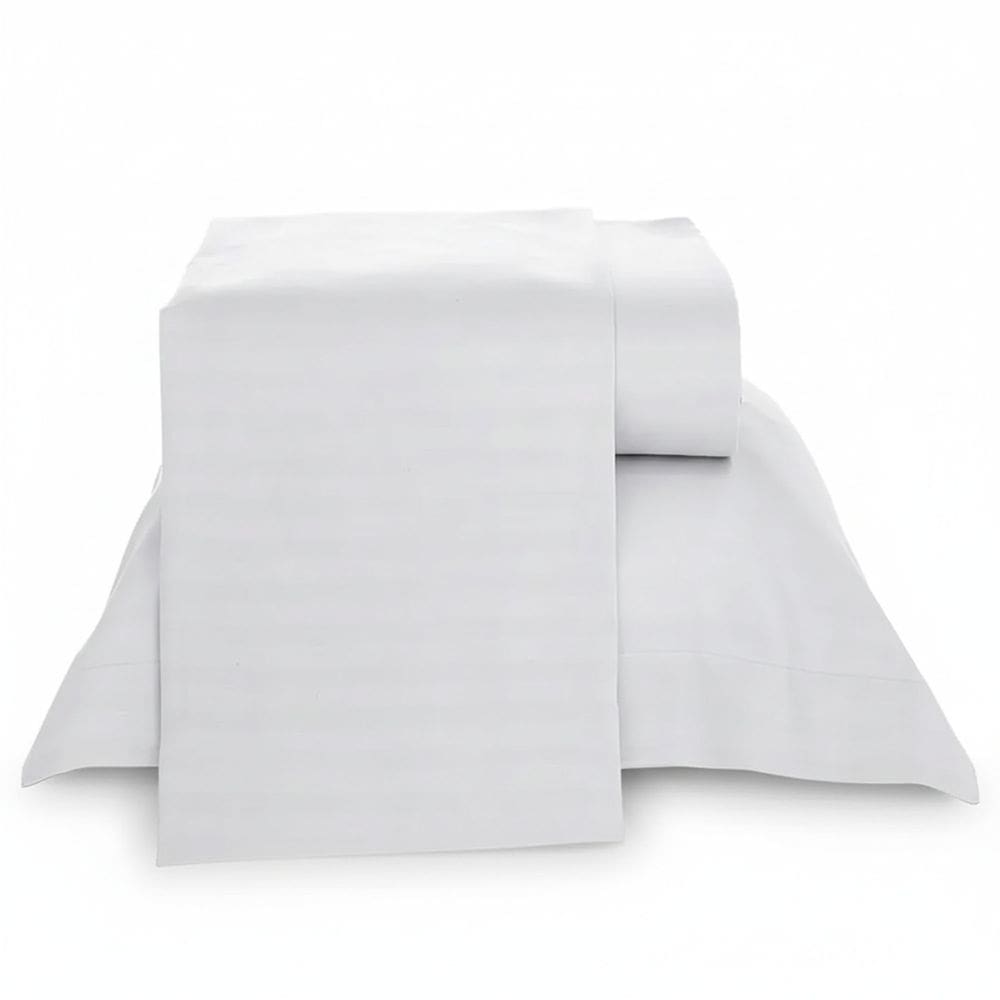 Jogo de Cama Solteiro Lepin Enxovais Stripe Branco 3 Pçs (2lençois + 1Fronha)