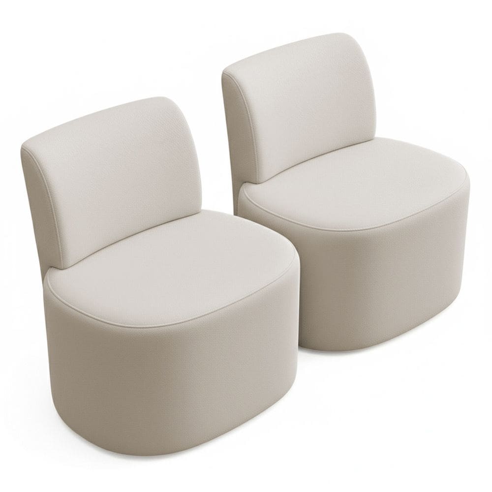 Kit 02 Poltronas Decorativas Orgânicas Sala de Estar Kaori Bouclê Bege - Desk Design