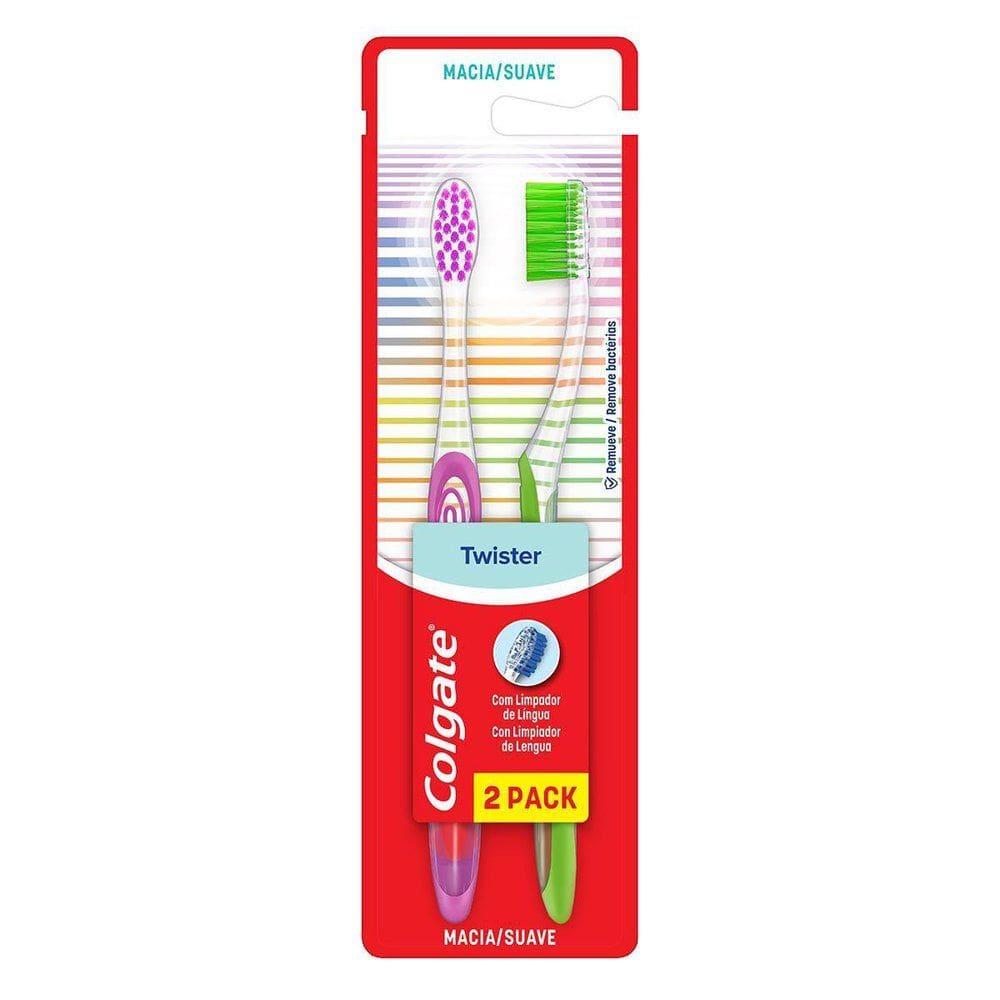 Escova de Dente Colgate Twister Macia Cores 2 Unidades