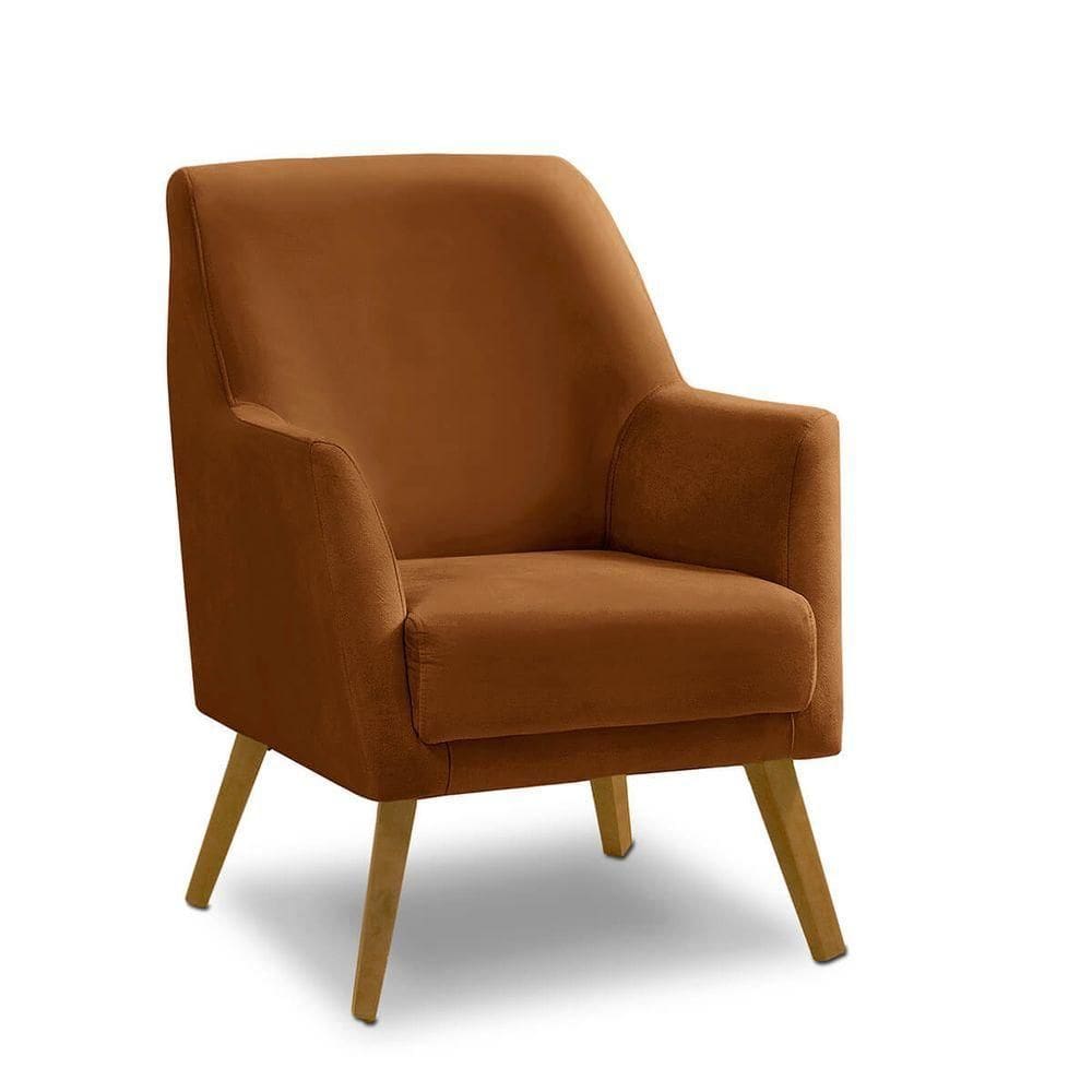 Poltrona Decorativa Retrô Recepção Magali Lisa Veludo Laranjado Lansofbr