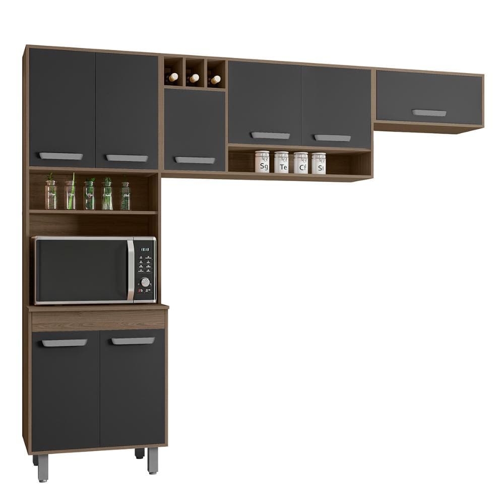 Armario de Cozinha Barcelona Com 8 Portas e Pés Reguláveis Carvalho Oak/Off White