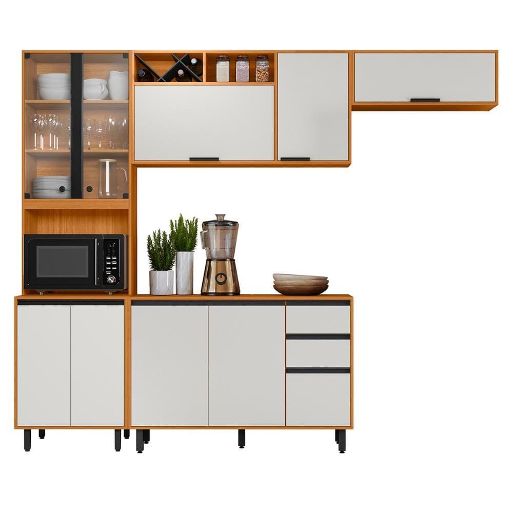 Armario de Cozinha Ravena 10 Portas e 2 Gavetas e LED