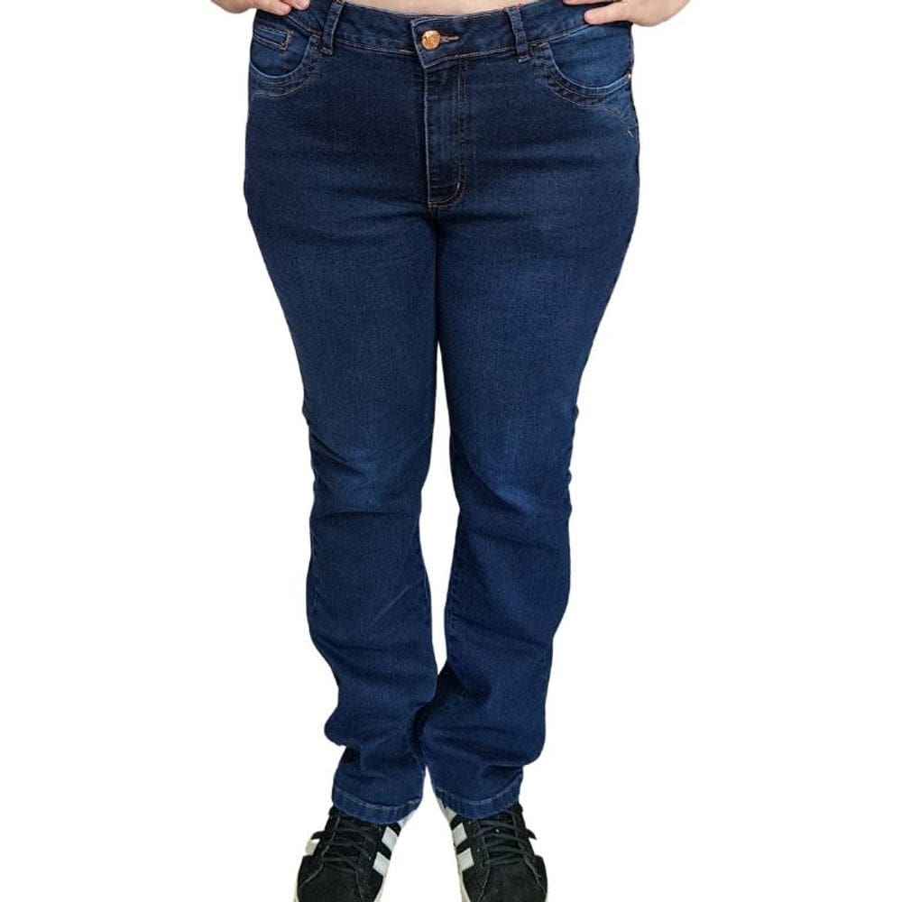Calça Feminina Jeans Shyros Azul Básica Plus Size