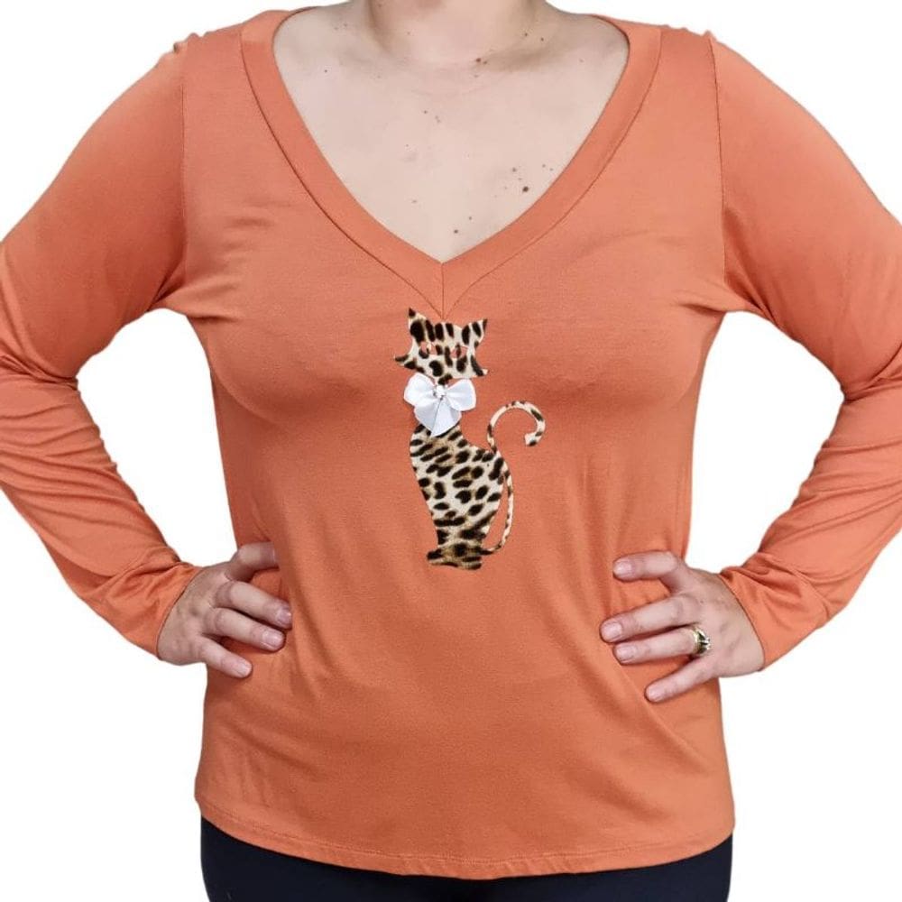 Blusa Feminina Manga Longa Brumar Viscose Plus Size