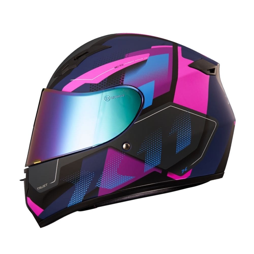 Capacete X11 Trust Pro Transit Azul e Rosa