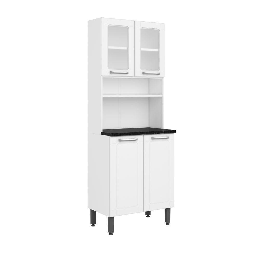 Armário De Cozinha De Aço Com 4 Portas 2 De Vidro Branco Bertolini Branco