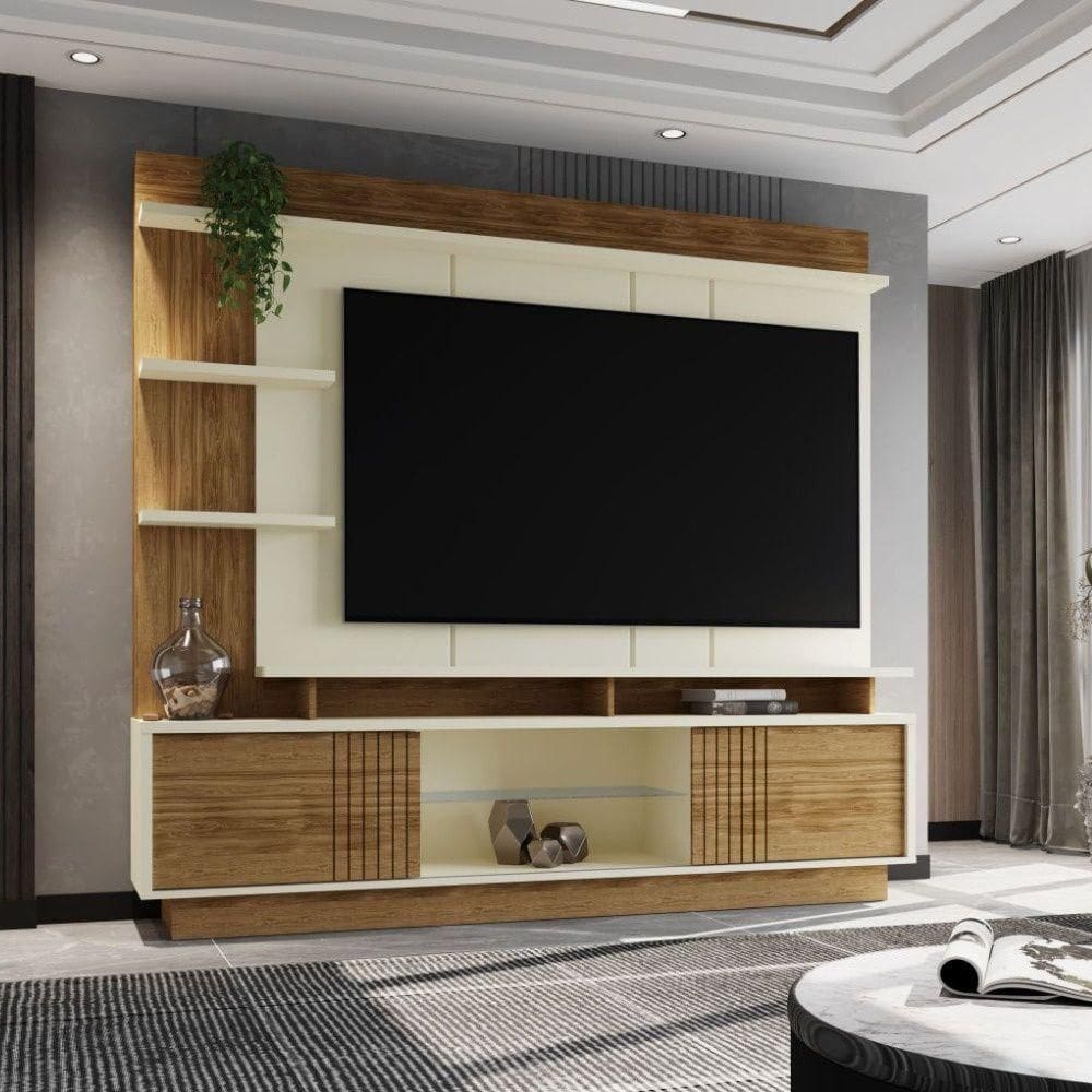 Estante Painel Home Para Tv 65” Vinhedos Off White/amêndoa- Mabe Magazine
