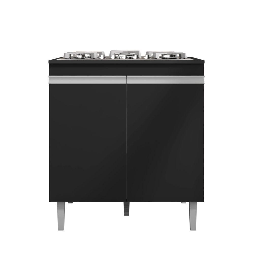 Balcão Armário De Cozinha Multiuso Para Cooktop Com Tampo 4 Ou 5 Bocas Andréia Preto- Mabe Magazine