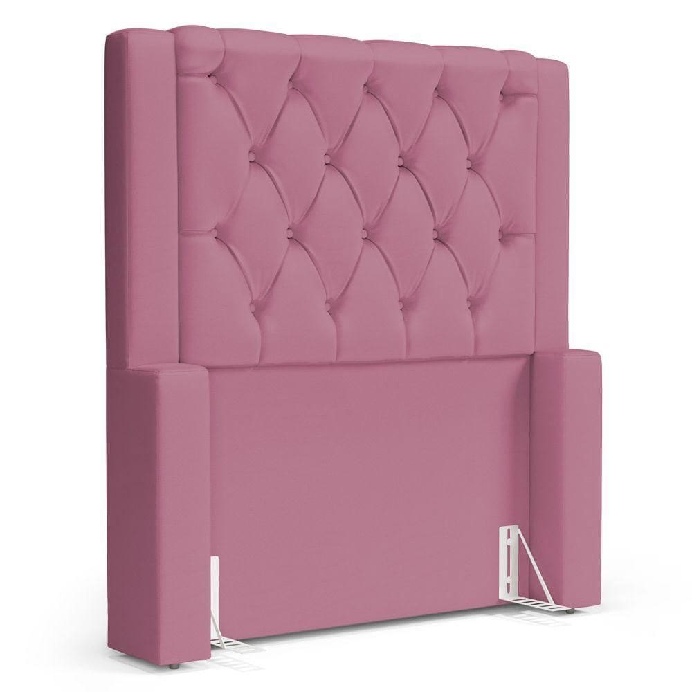 Cabeceira Atena Para Cama Box Solteiro 90cm Capitonê Com Frame Suede Rosa - Abmaza