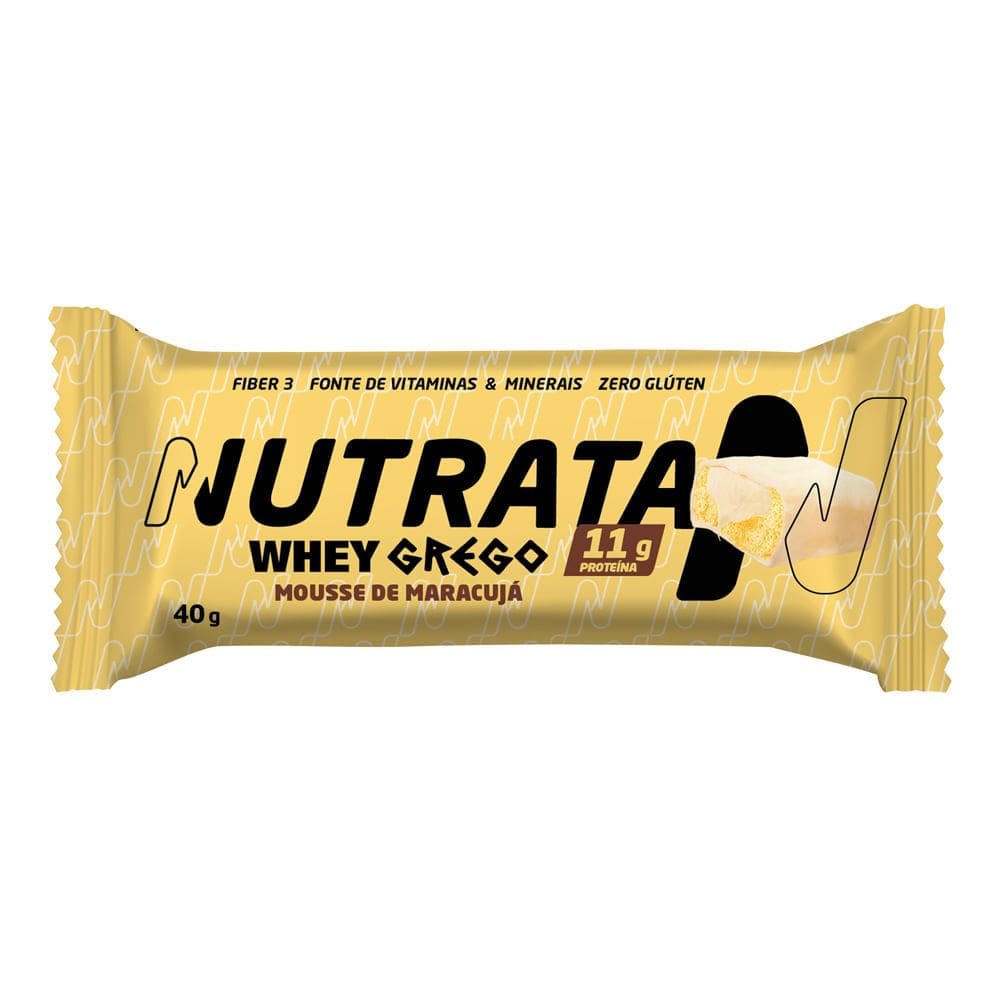 Barra de Proteína Nutrata Whey Grego Sabor Mousse de Maracujá com 11g de Proteína 40g