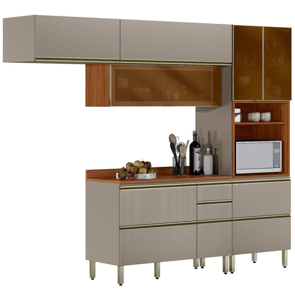 Cozinha Modulada 4 Pecas 270 cm Vidro DP2703 Demartez